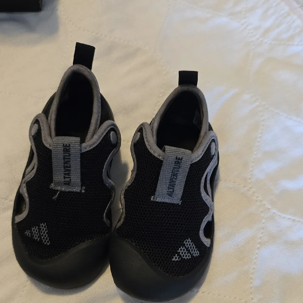 adidas Kids Black and Gray Slip-On Water Shoes
